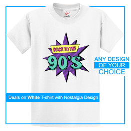 Personalised White Tee With Your Own Nostalgic Design Print On Front